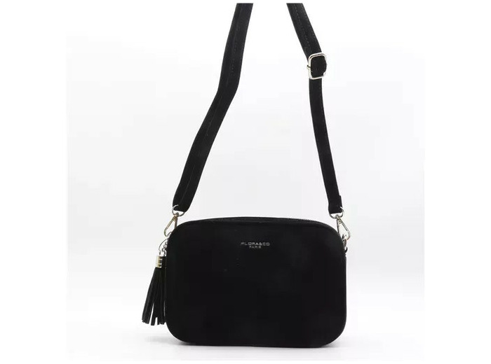 P397- Sac Zippé Pompon aspect Daim Flora & Co (noir)