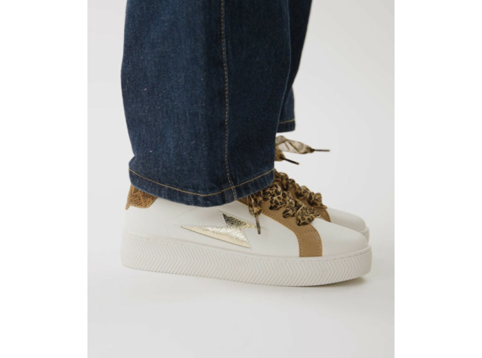 Baskets éclair blanc&camel - Milie - Vanessa Wu