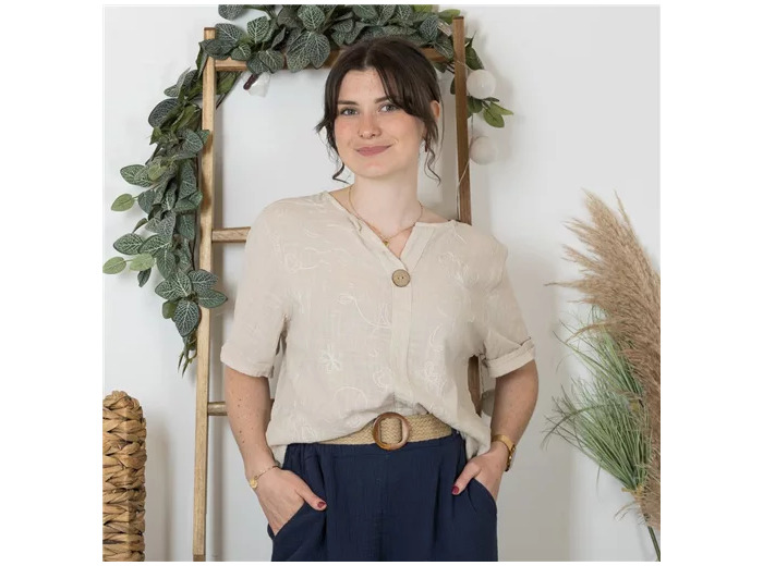 K184- Tunique brodée (Tu) 🇮🇹 (beige)
