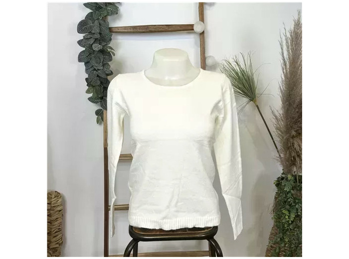 Y251- Pull Laine Cachemire "Tricotonic" (les T36&40) (ecru)