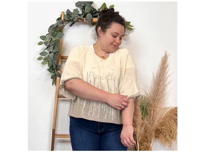 K454- Pull imprimé (Tu) 🇮🇹 (beige)