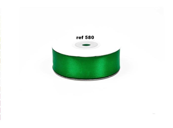 Ruban satin vert fonce 580 largeur 25 mm