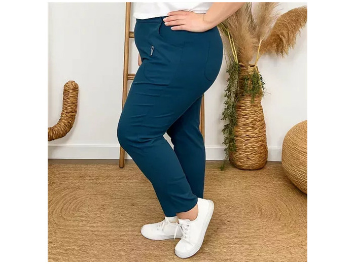 T545- Pantalon Confort JST (T38-T52) (bleu canard)