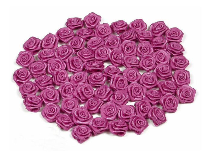 Sachet de 20 petites rose en satin 15 mm ROSE FRAMBOISE 183