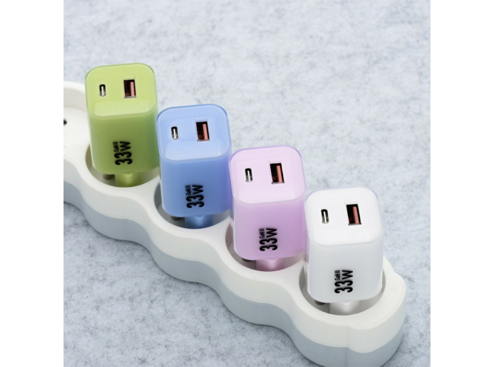 FORCELL F-ENERGY CRYSTAL Chargeur secteur USB-C USB-A GaN3 33W avec câble USB-C vers USB-C