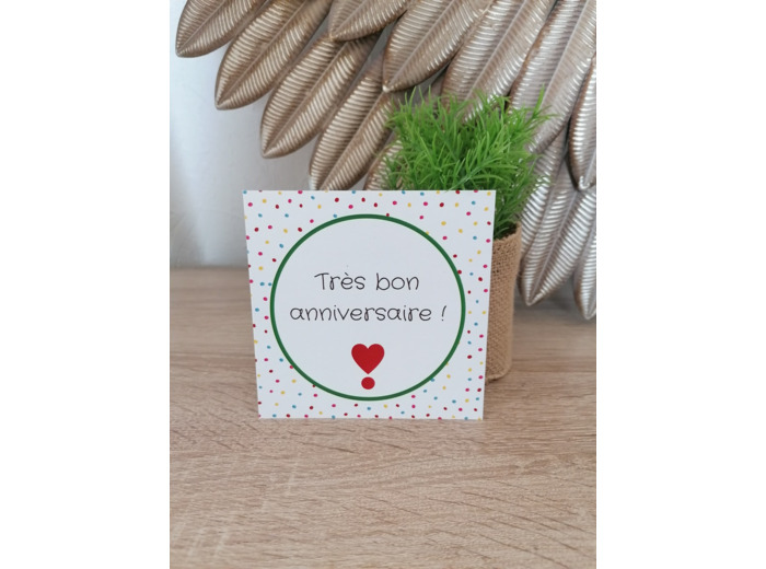 Carte "Très bon anniversaire" 11x11cm