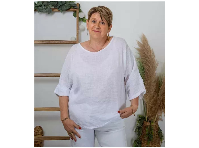 K759- Tunique 100% coton (Tu) (blanc)