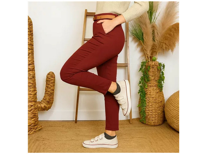 L799- Pantalon Stretch (T36-T46) 🇮🇹 (bordeaux)