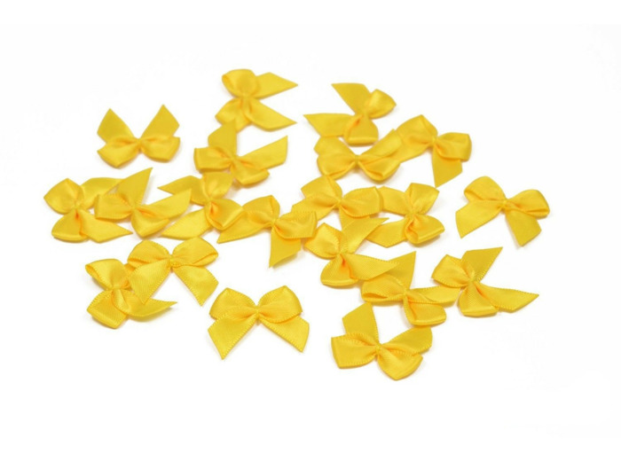 sachet de 20 nœuds en satin de belle qualite jaune