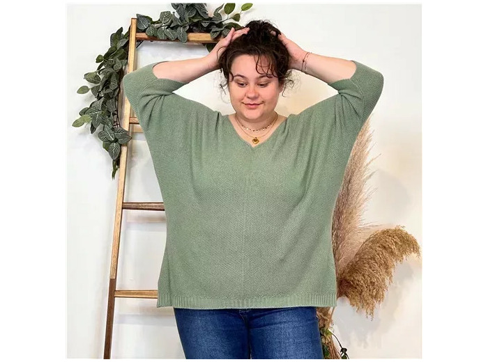 Z163- Pull Nid d'Abeille (Gt)  🇮🇹 (vert céladon)