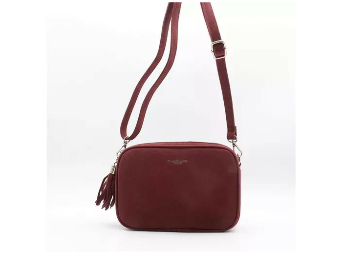 P397- Sac Zippé Pompon aspect Daim Flora & Co (bordeaux)