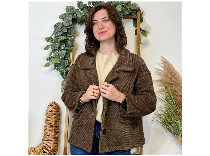 K054- Veste courte chevron (Tu) 🇮🇹 (marron)