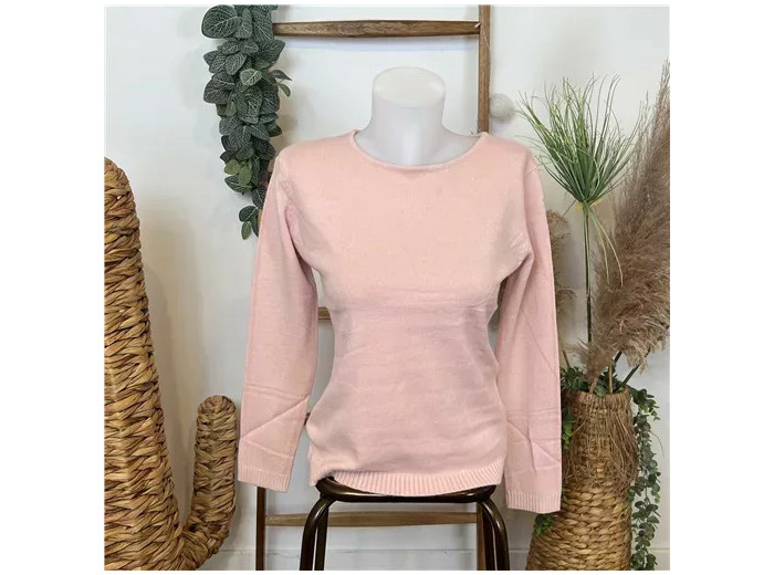 Y262- Pull Laine Cachemire "Tricotonic" (les T38&42) (rose poudré)