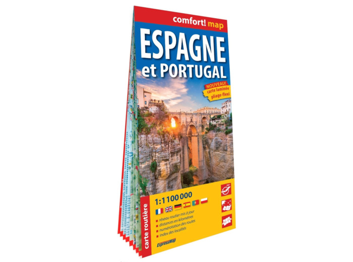 ESPAGNE ET PORTUGAL 1/1.100.000 (CARTE GRAND FORMAT LAMINEE)