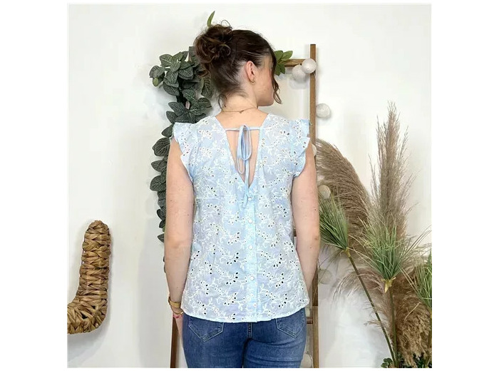 L047- Top coton Z-one (T34/36-T38/40) (bleu ciel)