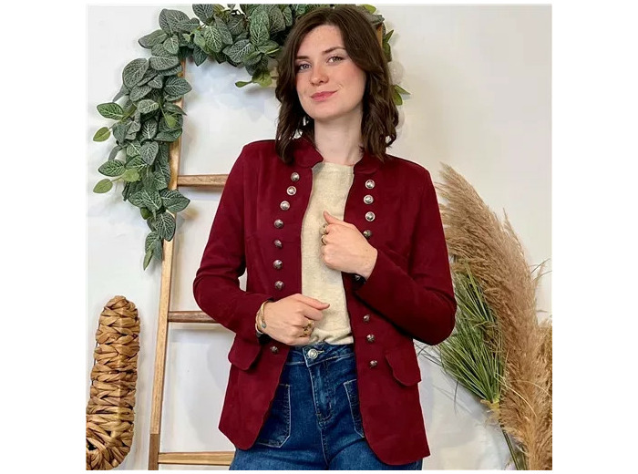 K068- Blazer Suédine Officier (T36-T44) 🇮🇹 (bordeaux)