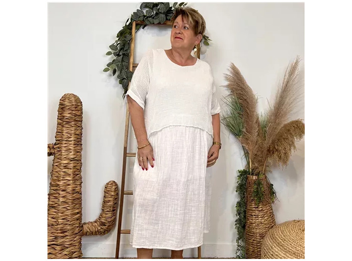 K194- Robe Crop-Top (Tu) (blanc)