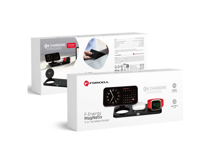 FORCELL F-Energy Station de charge à induction 3-en-1 compatible MagSafe 20.5 W avec câble USB-C vers USB-C