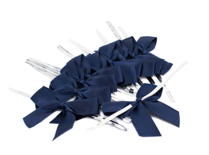 Noeuds en satin 5cm, 10 pièces bleu marine