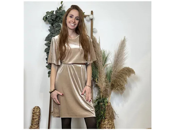K685- Robe Panne de Velour (Tu) 🇮🇹 (beige)