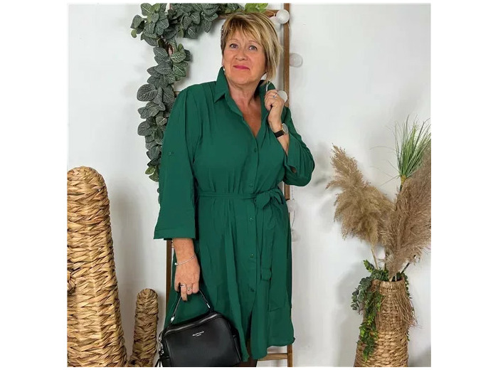 Z393- Christy Robe unie (T44-T52) (vert sapin)