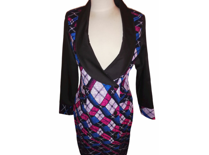 Robe tendance imprimé wax blazer femme