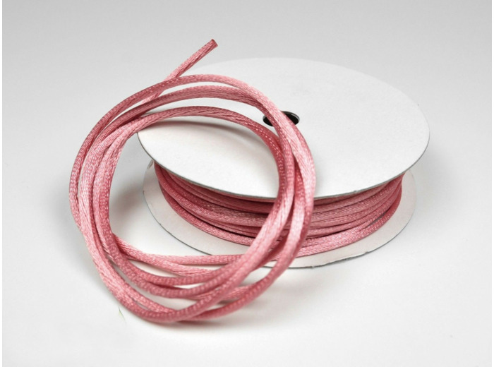 Cordon queue de rat 2 mm d'épaisseur bobine de 10 metres colori vieux rose