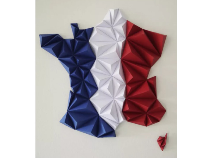 Carte de France en 3D - Tricolore - 28x28cm