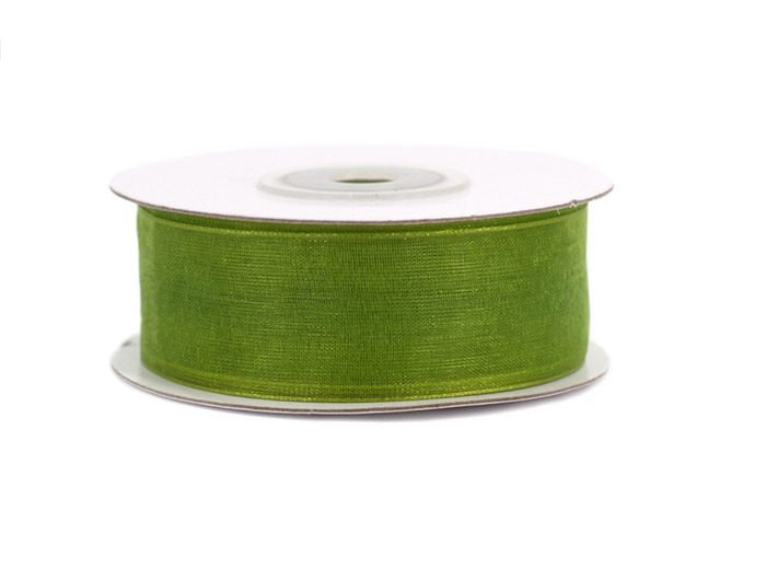 Ruban organza 25 mm de large bobine de 25 metres de long vert olive