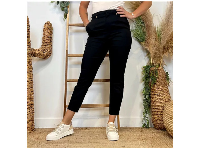 L748- Pantalon Tailleur Taille Haute (T36-T40) (noir)