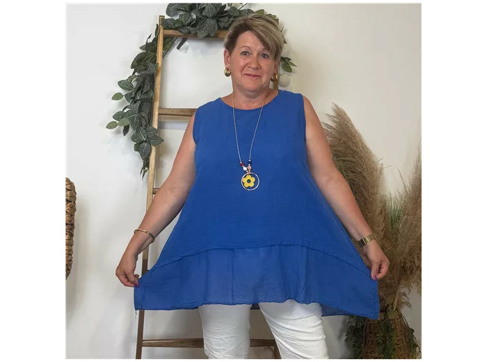 k185- Debardeur coton (Gt) (bleu royal)