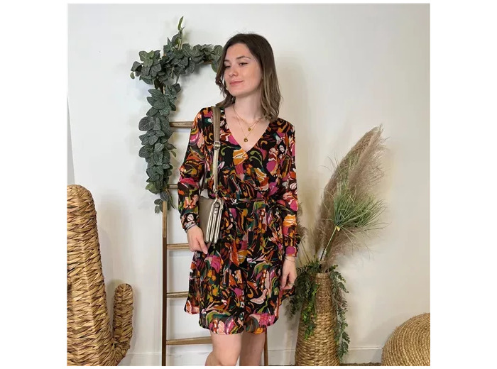 M366- Robe cintrée "Cerise Blue" (noir)