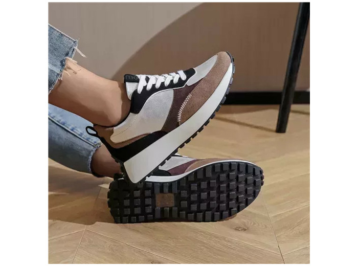 R415- Sneakers Moow tricolore (T36-T41) (camel)