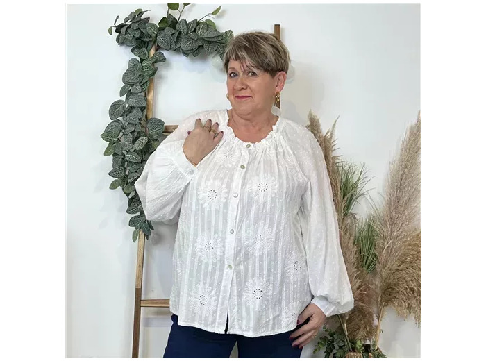 K588- Blouse brodée coton (Gt) 🇮🇹 (blanc)