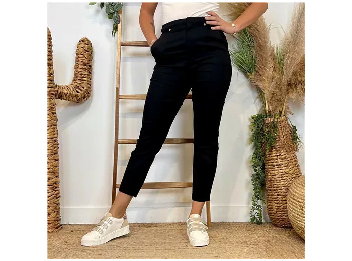L748- Pantalon Tailleur Taille Haute (T36-T40) (noir)