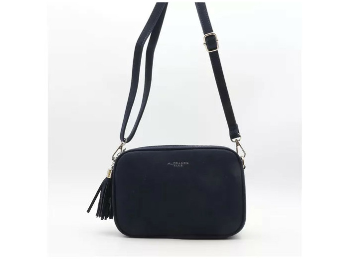P397- Sac Zippé Pompon aspect Daim Flora & Co (marine)