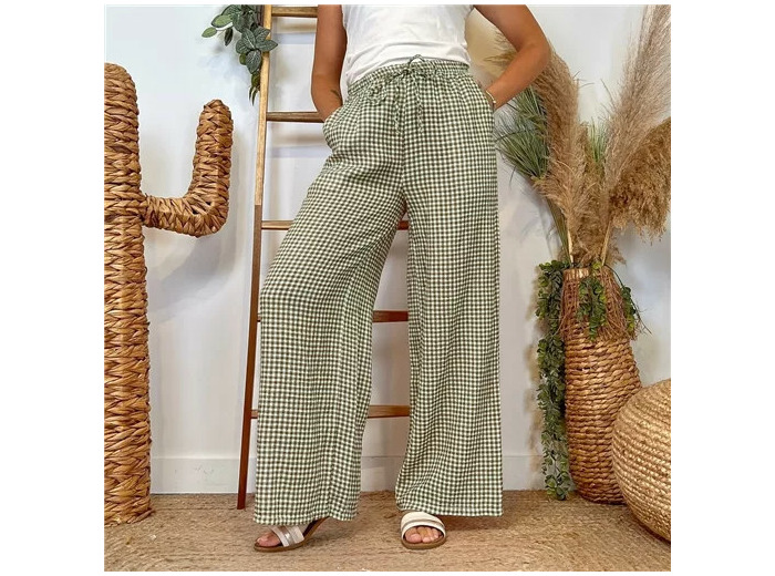 L759- Pantalon Vichy (Tu) 🇮🇹 (kaki)