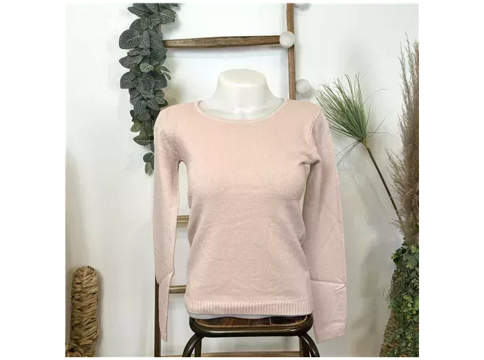 Y251- Pull Laine Cachemire "Tricotonic" (les T36&40) (rose poudré)