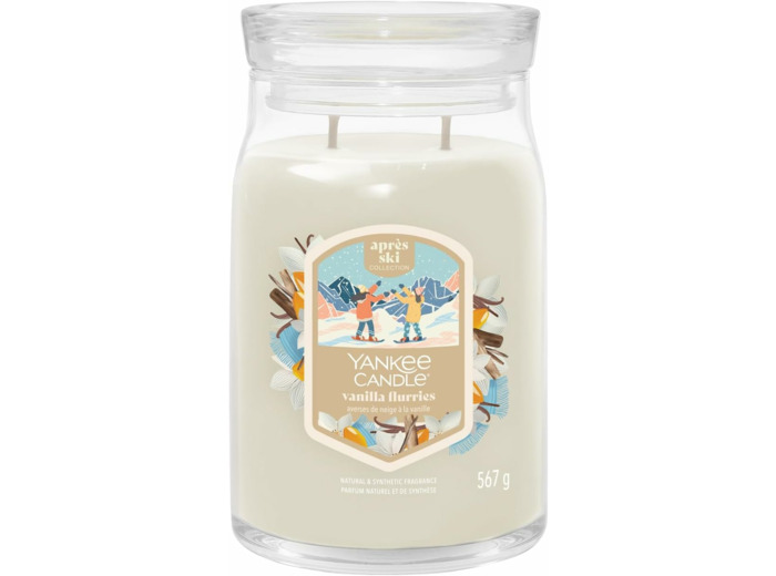 Yankee Candle grande jarre averse de neiges à la vanille  –  Collection d'hiver 2025 – Apres Ski » avec durée de combustion jusqu'à 90 heures