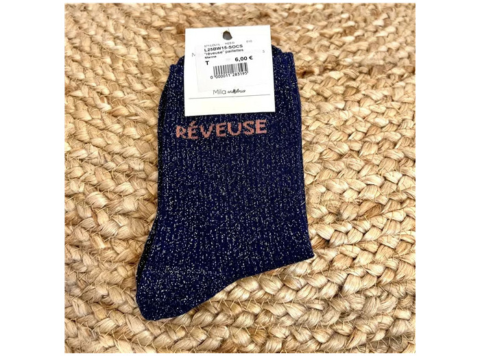 V311- Chaussettes paillettes « Rêveuse » (marine)