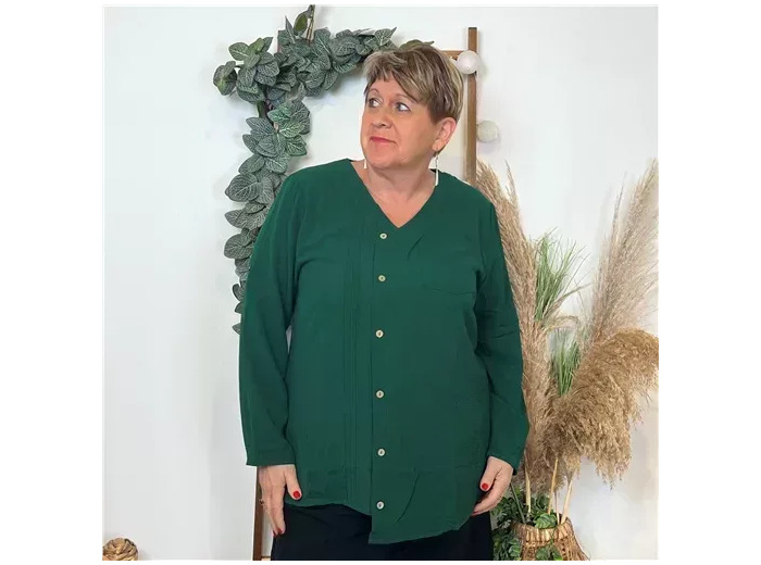 K836- Tunique Christy à boutons (T44-T52) (vert sapin)