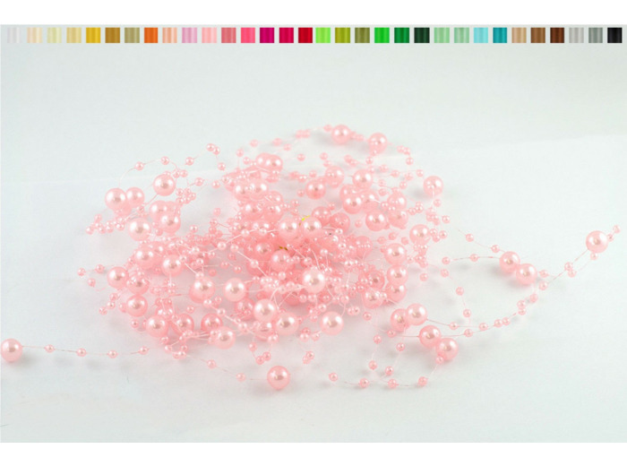 Lot de 5 guirlandes de perles de 1,30m de long chacune rose tendre