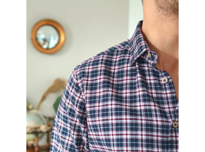 La Chemise en Flanelle Elégante - Navy/Bordeaux