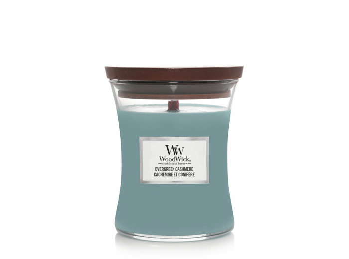 Bougie Jarre Moyen Modèle "Cachemire et Conifère" WoodWick - Mèche Crépitante
