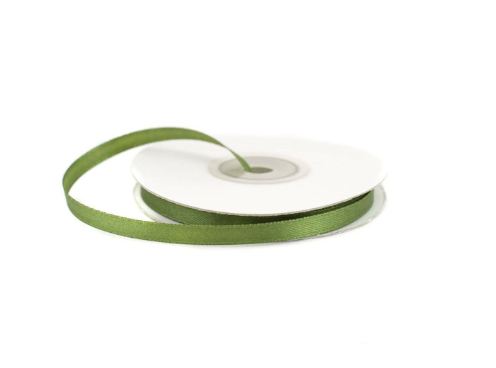 Ruban satin vert olive 563D Largeur 6 mm