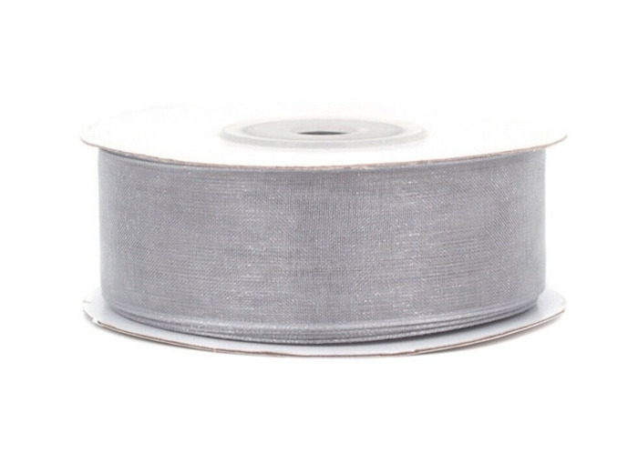 Ruban organza 25 mm de large bobine de 25 metres de long gris
