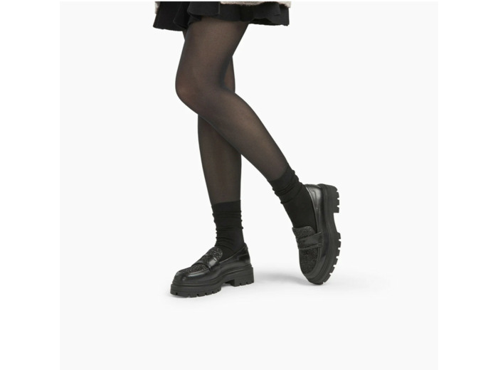 Mocassins noirs à paillettes et plateforme - Cécile - Vanessa Wu