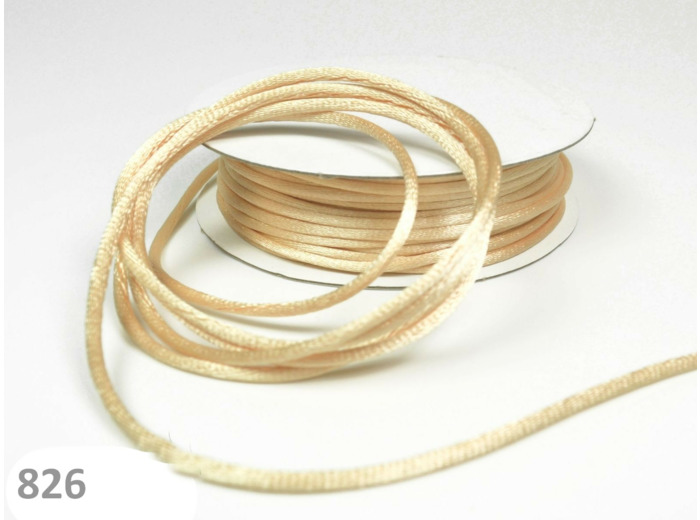 Cordon queue de rat 2 mm d'épaisseur bobine de 10 metres colori beige