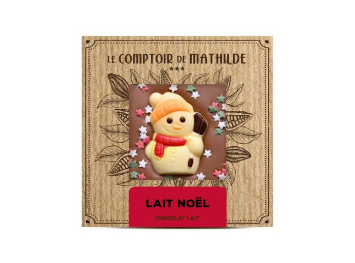 Tablette Chocolat Lait Noël Sujet Bonhomme de Neige 80G