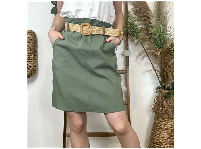 L721- Jupe stretch unie (Tu) 🇮🇹 (kaki)